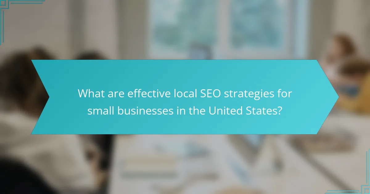 What are effective local SEO strategies for small businesses in the United States?
